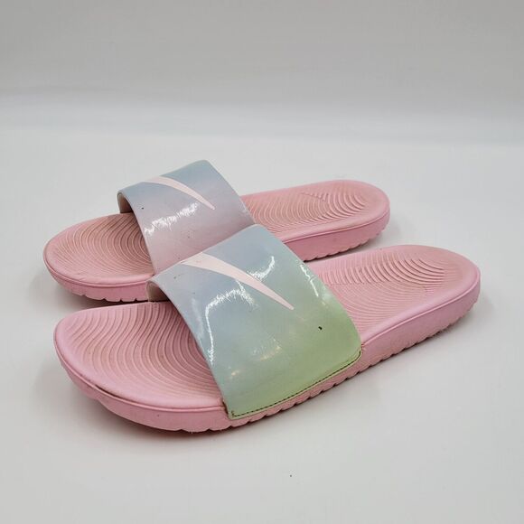 Nike Kawa Slide Sandals Girls 6Y Pink Logo Arctic Punch Beach Casual CW1656-600 - Picture 1 of 10